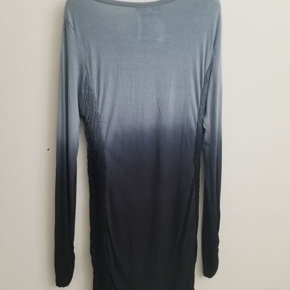 *SOLD* YOUNG FABULOUS & BROKE | ombre dress fringes silk navy blue sz S - Picture 7 of 11